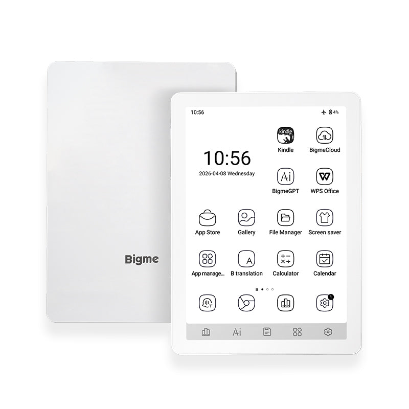 Bigme B6 monochrome Android 14 eReader side view