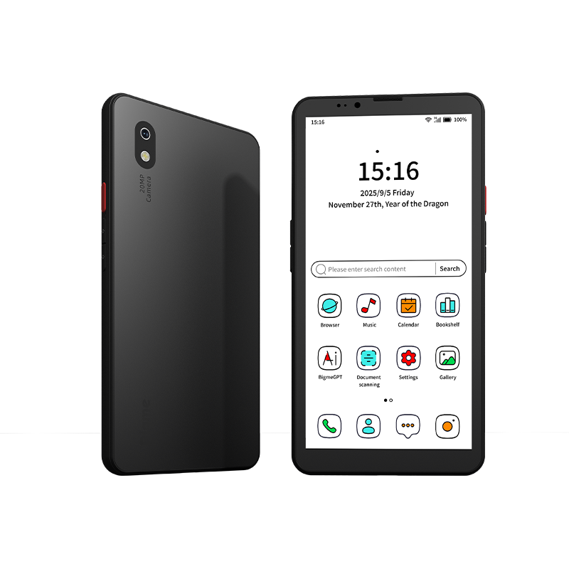 Bigme HiBreak Pro Color black smartphone front and back